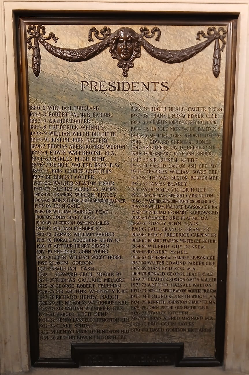 Photograph of the Presidents' plaque