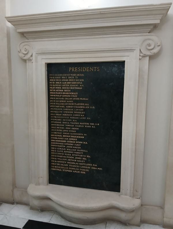 Photograph of the newer Presidents' plaque