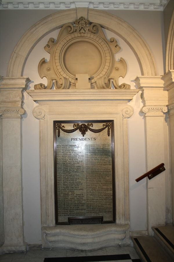 Photograph of the Presidents' plaque