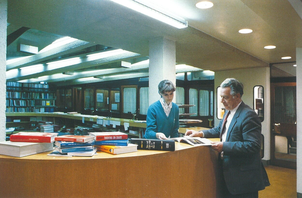 picture of the issue desk in a library