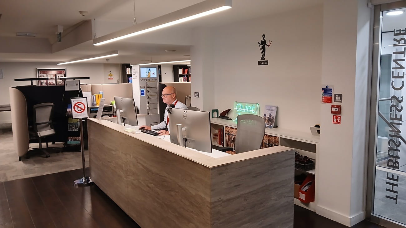 picture of a modern library desk