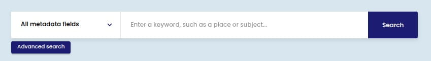 Search bar with metadata field dropdown and Advanced search