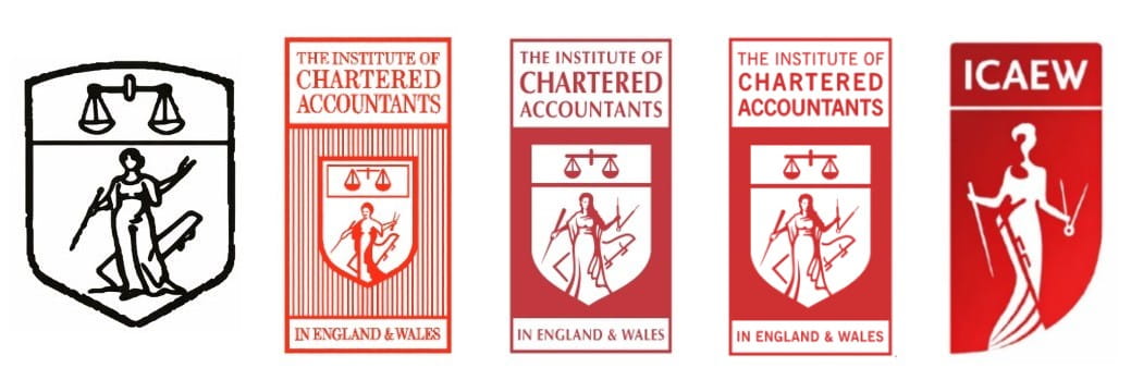 A selection of logos and simplified coats of arms used by ICAEW over the years, up to 2017.
