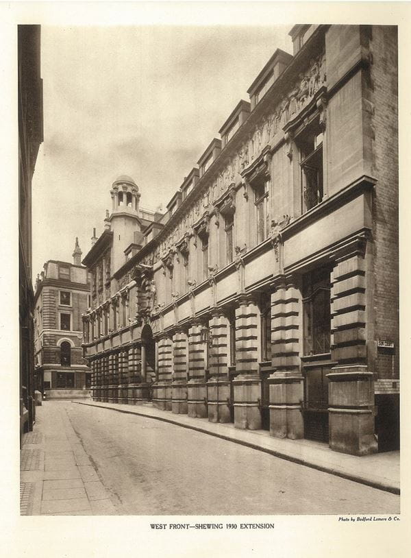ICAEW Chartered Accountants' Hall west front showing 1930 extension, photographed 1936