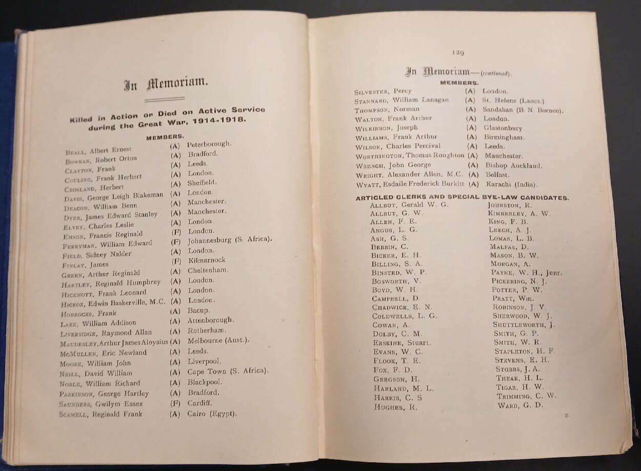 a photoraph of an open book showing a list of names