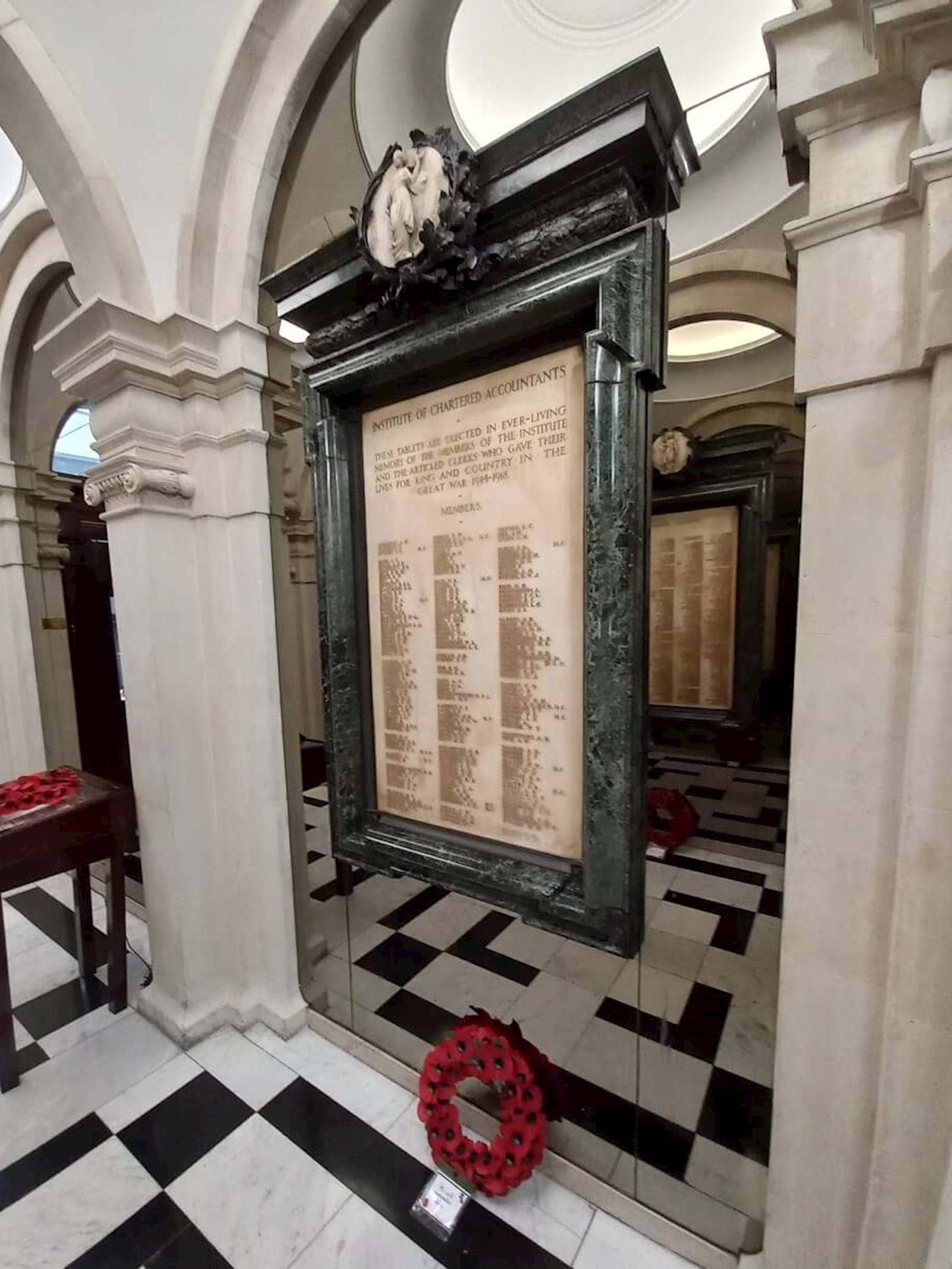 Image of the WW1 memorial in Charted Accountants Hall