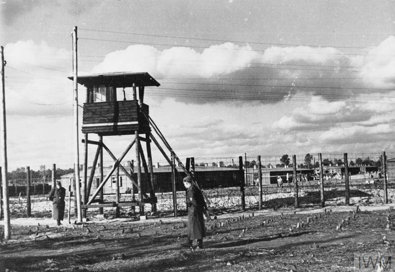 black and white vintage photo of world war 2 german prison camp