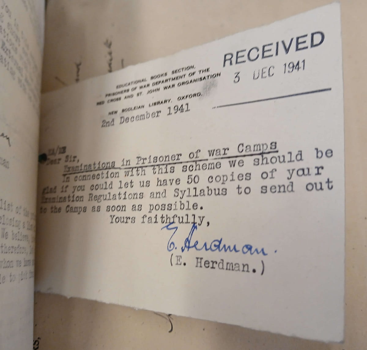 Photograph of an archive document