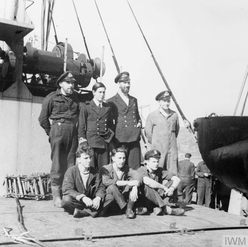 A photograph of a Royal navy Submarine crew of 7 men
