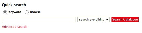 Library catalogue quick search