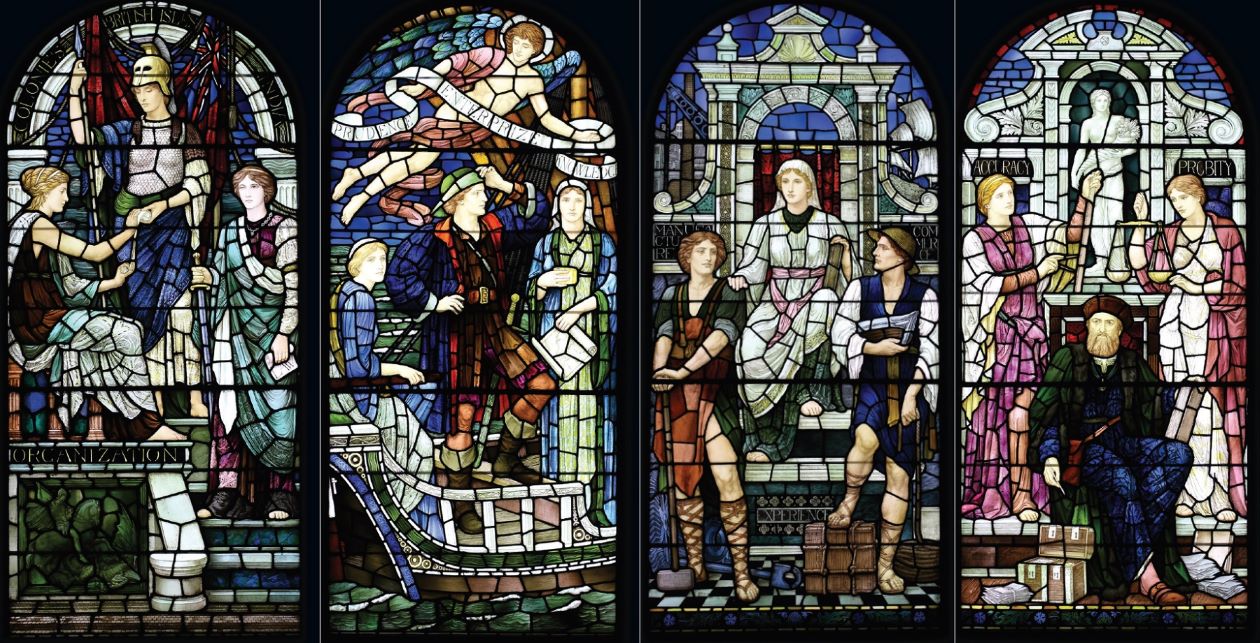 Image showing all four of the Henry Holiday windows side-by-side