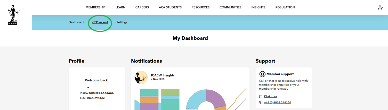 How ICAEW members can access their digital CPD record within their dashboard on icaew.com