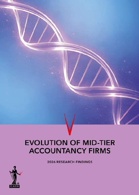 Cover of the 2026 edition of ICAEW's evolution of mid-tier accountancy research report.