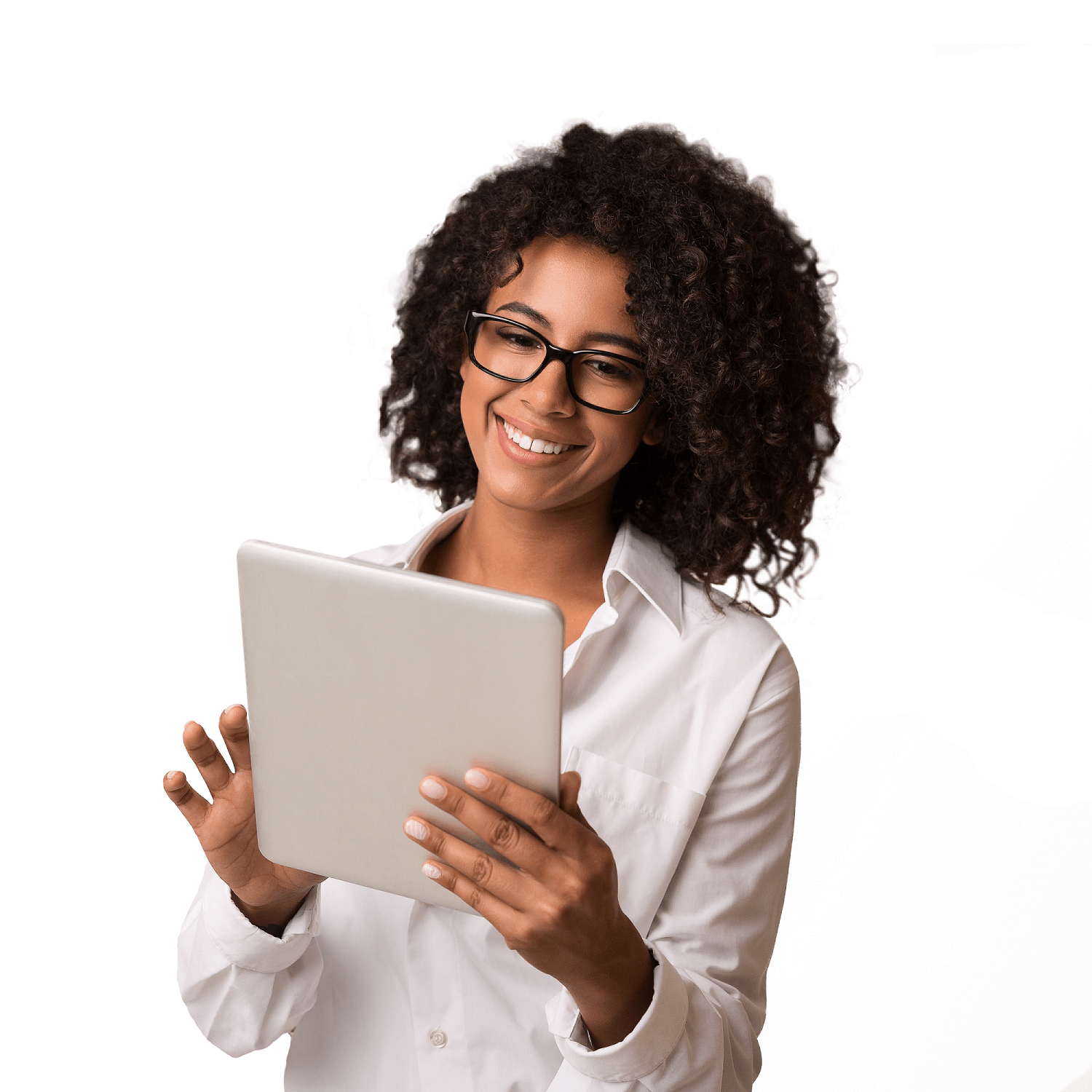 Black woman with ipad