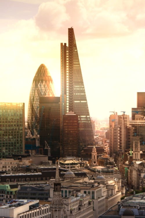 City of London skyline at sunrise