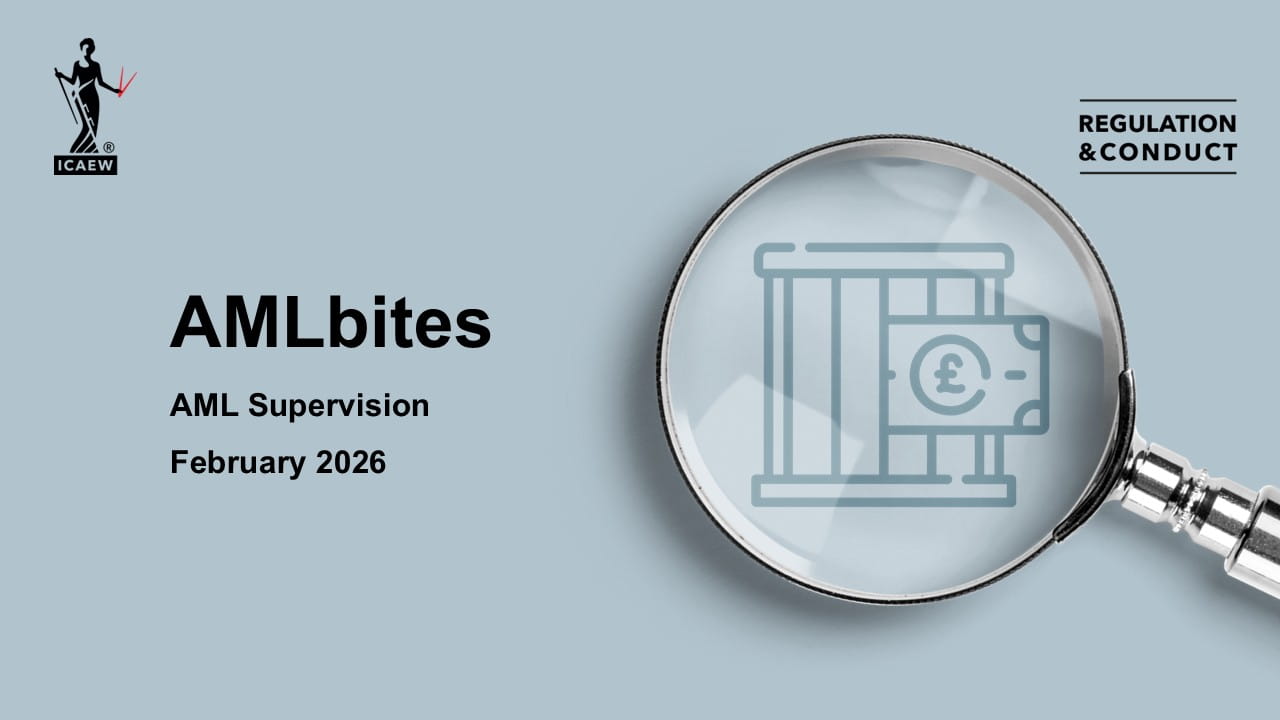 Thumbnail - title slide for AMLbites "AML Supervision (February 2026)"