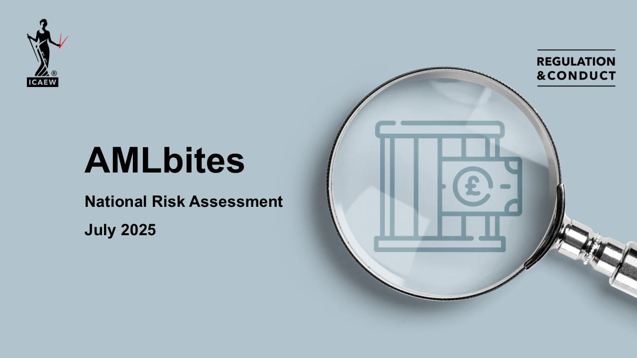 Thumbnail - title slide for AMLbites "National Risk Assessment (July 2025)"