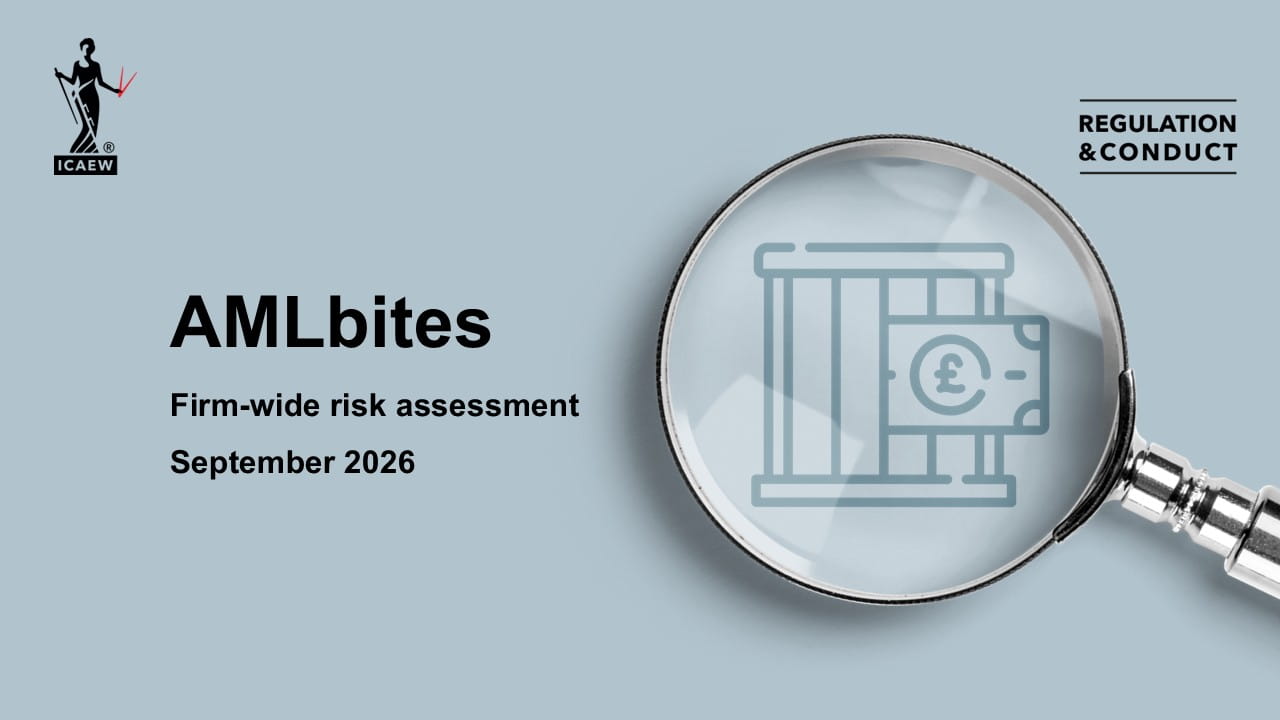 Thumbnail - Title slide "AMLbites - Firm-wide risk assessment (September 2026)"