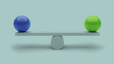 image of 2 balls on a seesaw