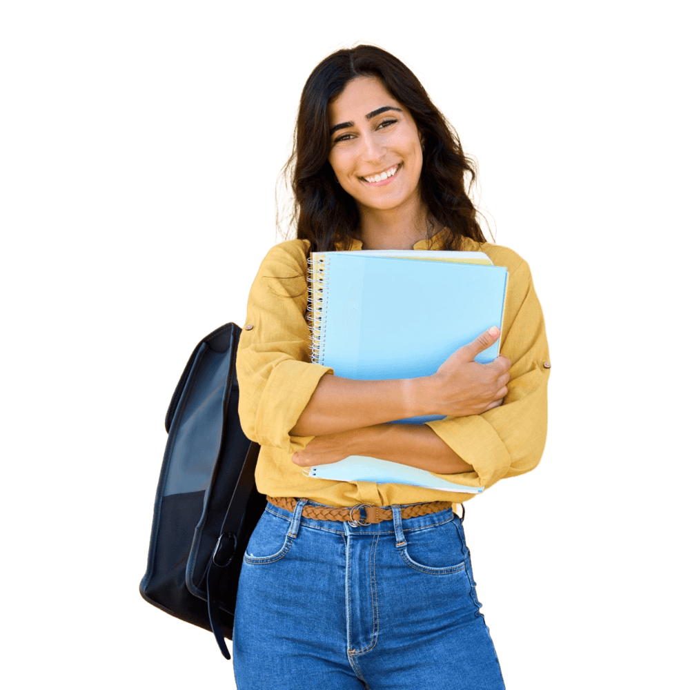 Girl holding books
