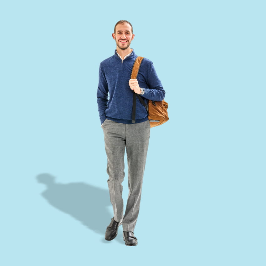 Man in smart clothes and bag