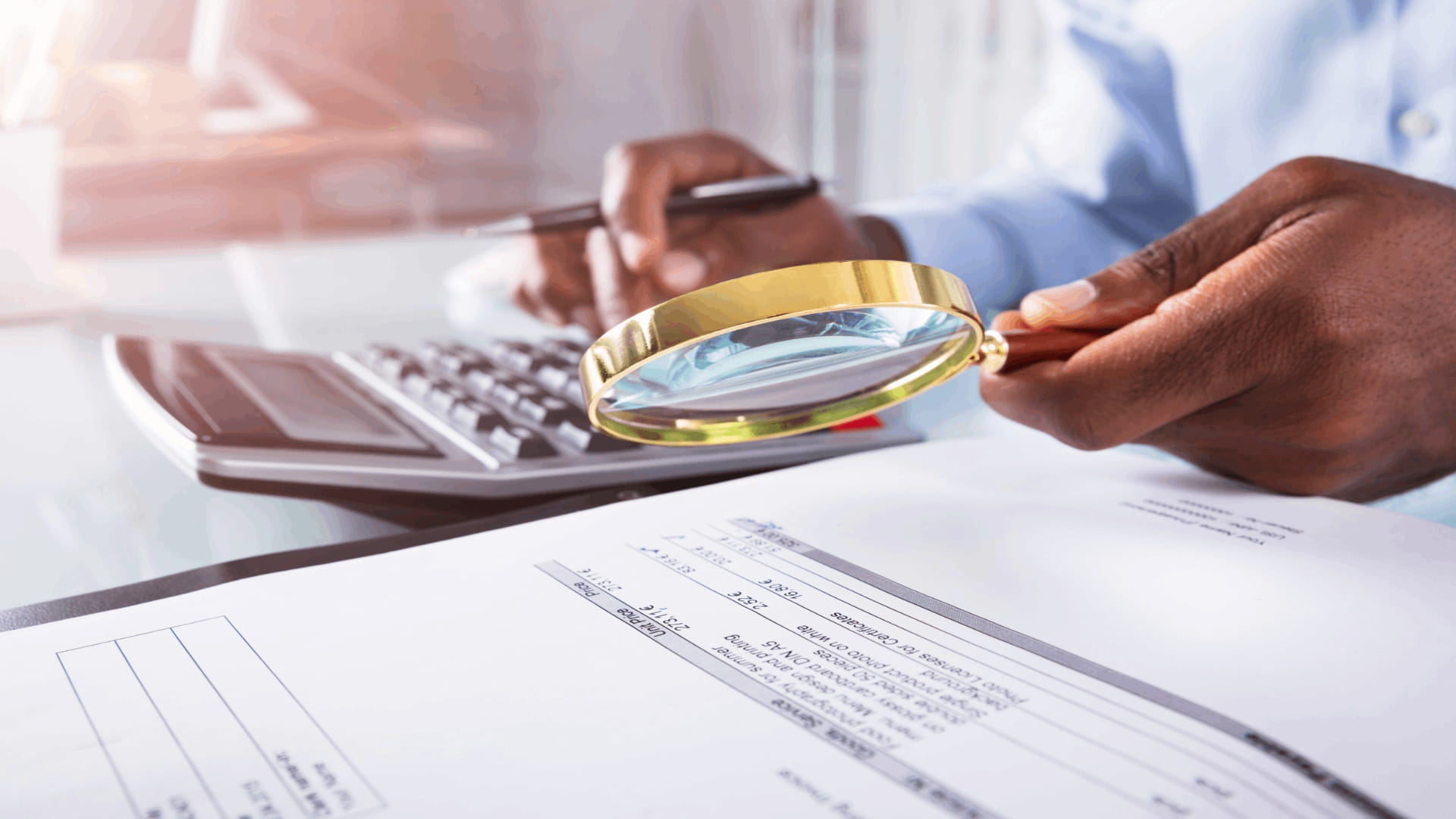 Magnifying glass on paper