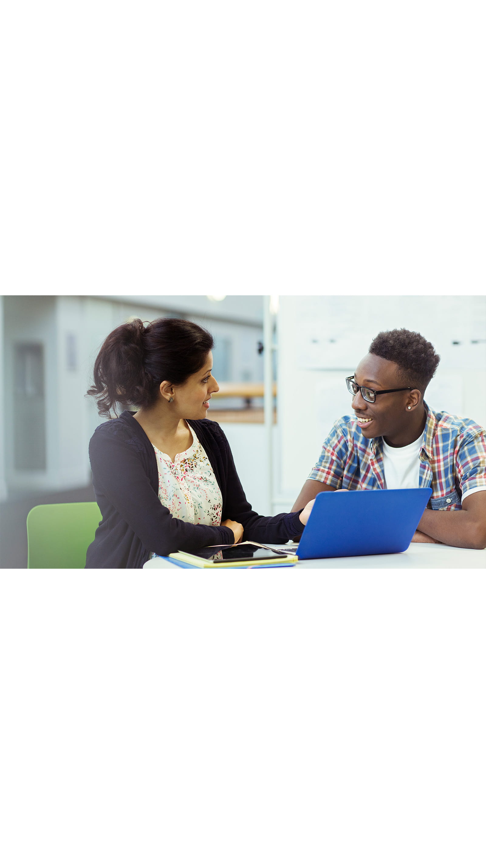 young man student teacher laptop office class ICAEW Students ethics review