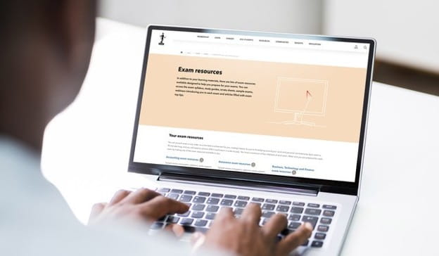 Image of someone on the ICAEW Exam Resources page on their laptop