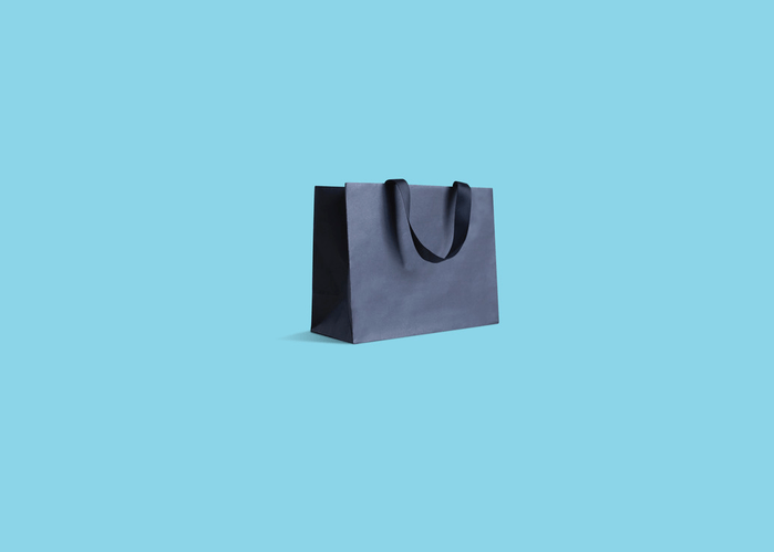 Shopping bag blue background