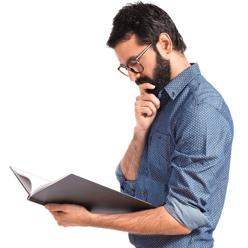 A person reading a publication