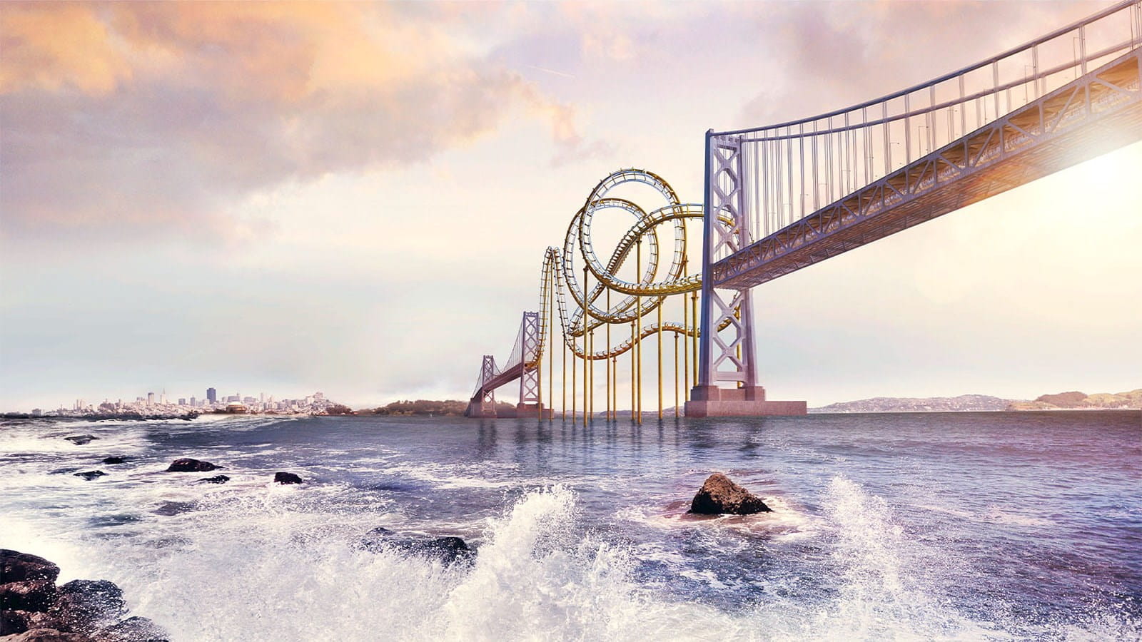 red steel bridge rollercoaster sea water ocean ICAEW Audit Beyond risk assessments