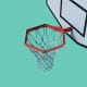 basketball hoop hexagon board net teal background