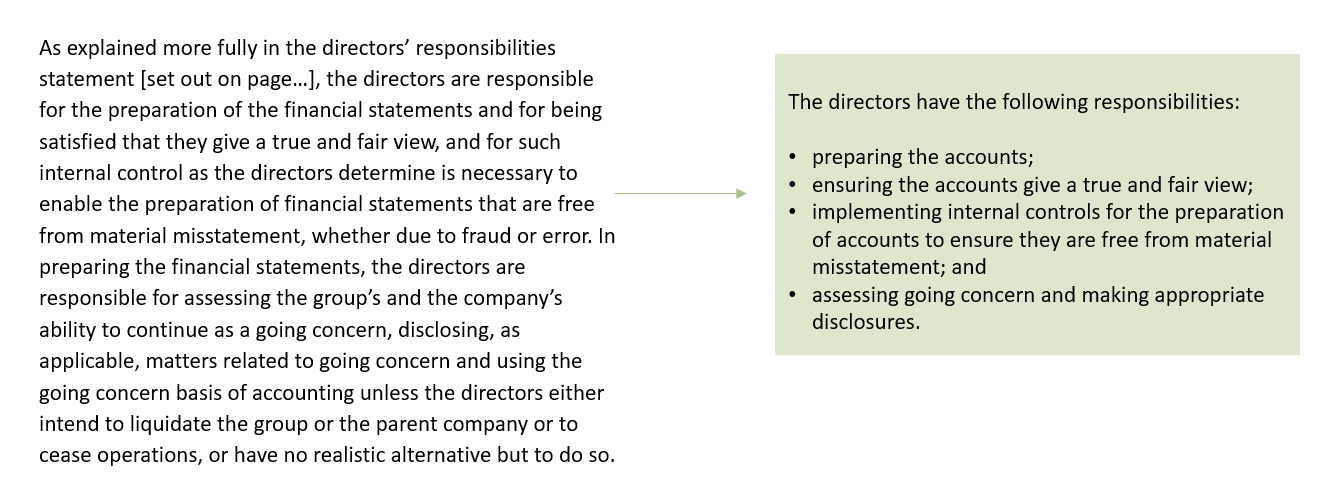 Responsibility of directors example and descriptions