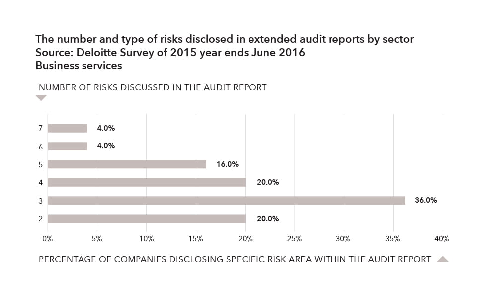 The number and type of risks disclosed in extended audit reports by sector