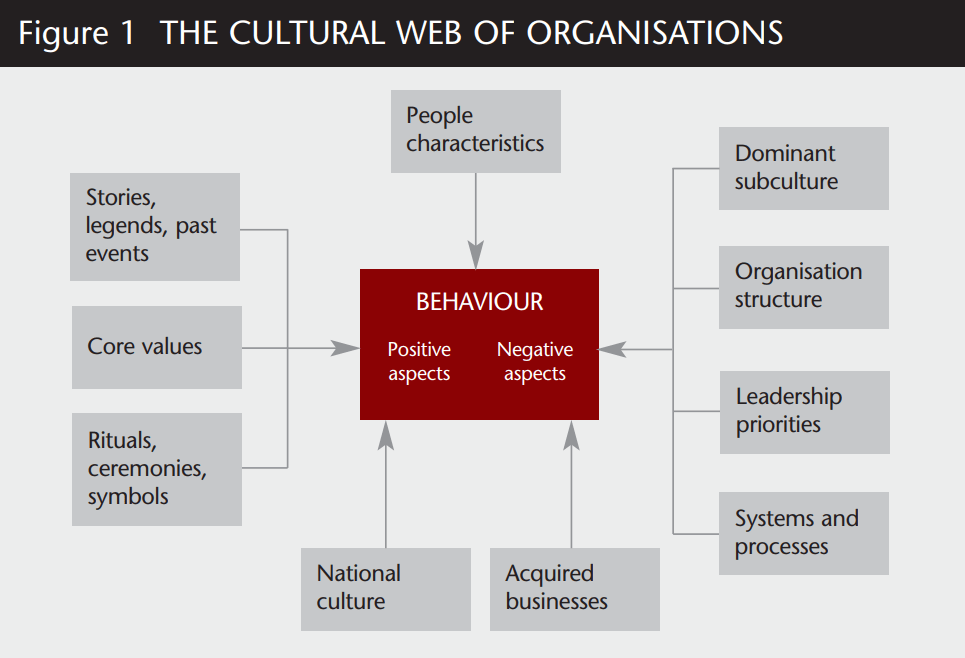 A diagram showing an adaptation of the ‘cultural web’ model.