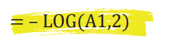 = – LOG(A1,2) equation