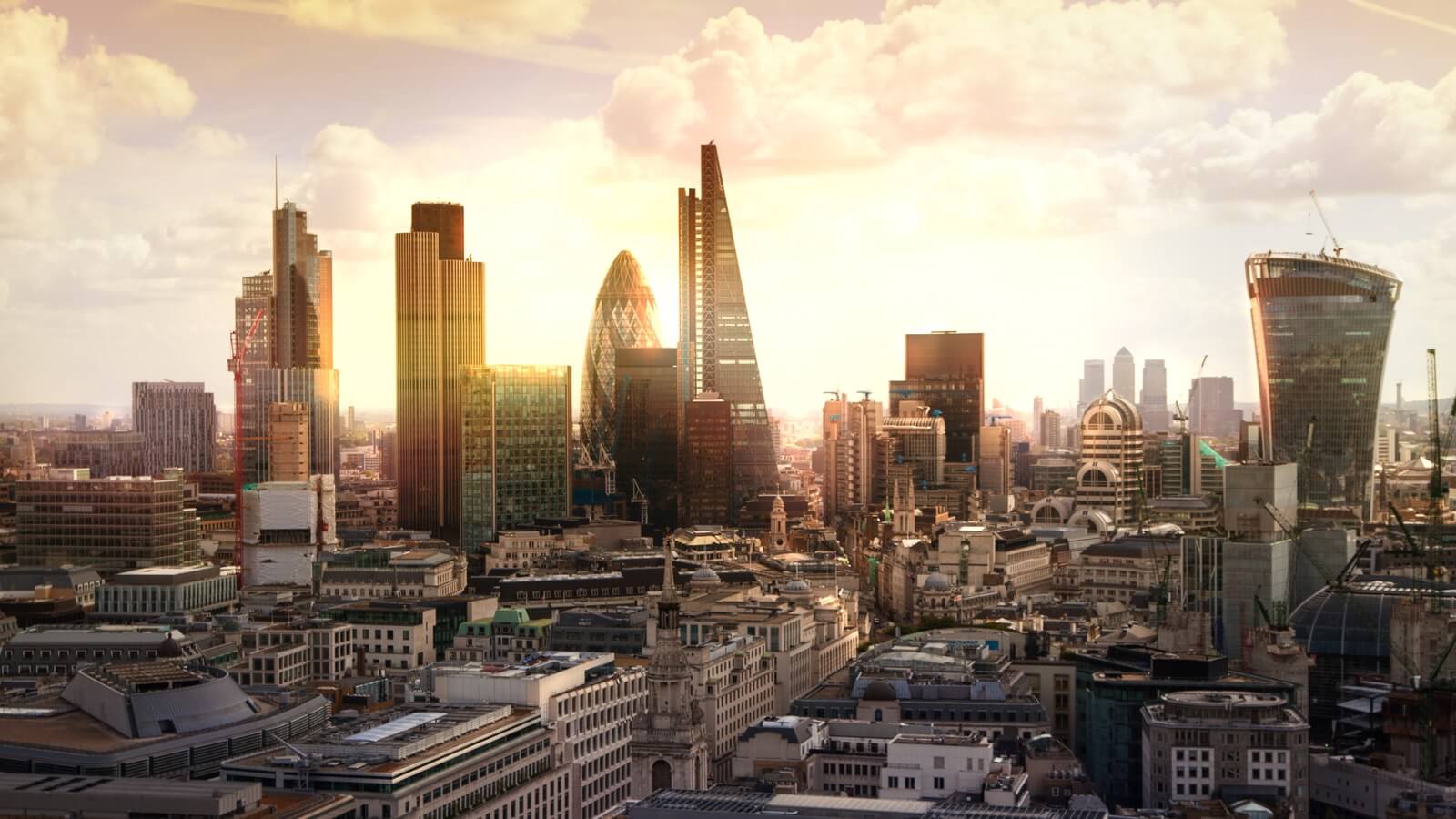 City of London skyline at sunset