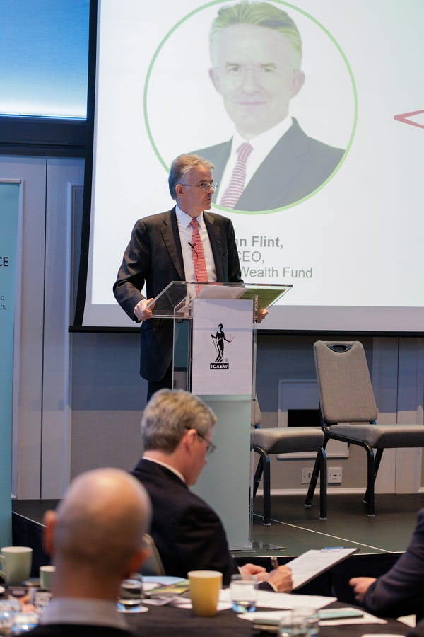 Photo of John Flint at the ICAEW Infrastructure investment forum, held November 2024