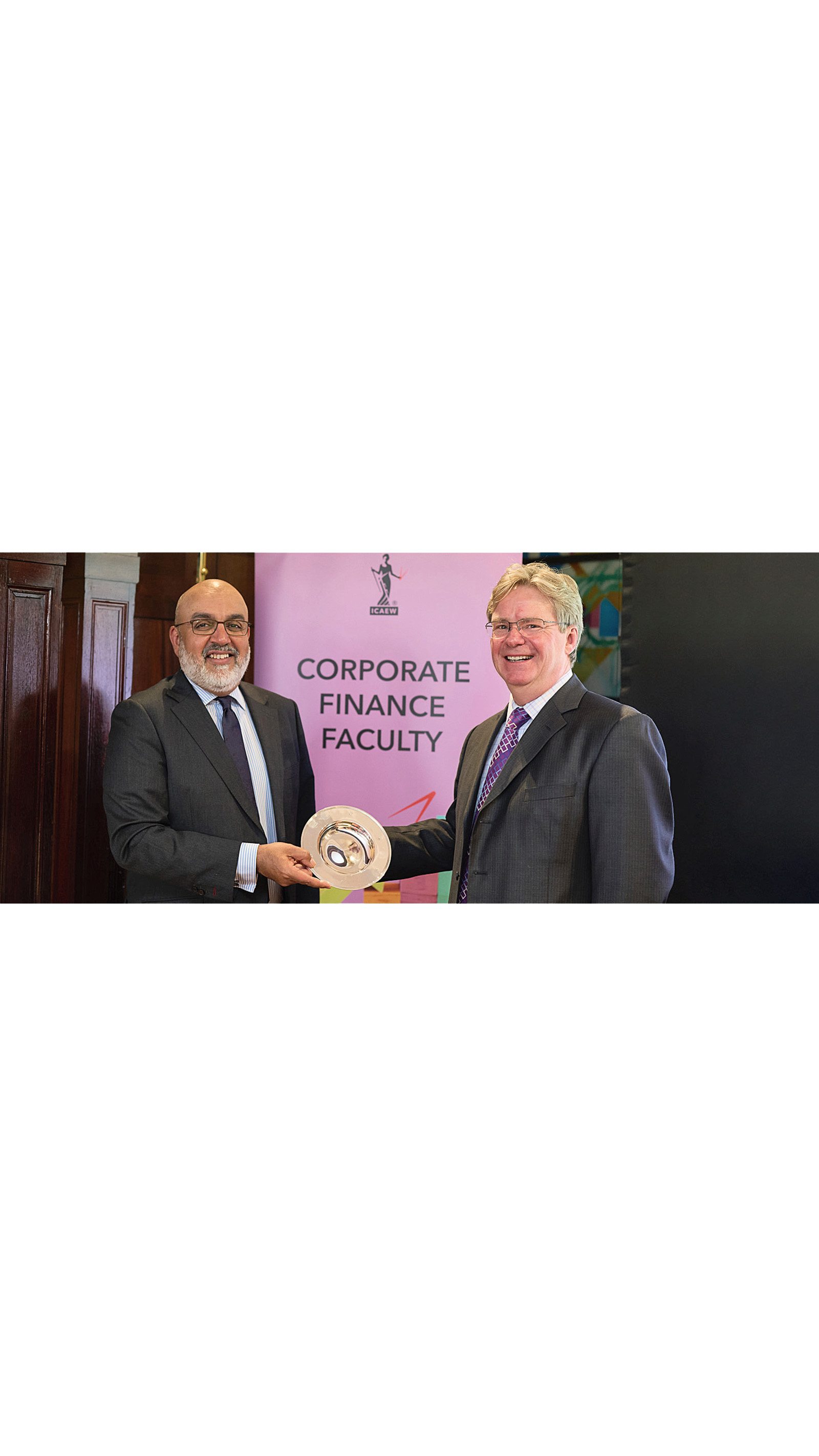 Mo Merali chair David Petrie head of corporate finance AGM Chartered Accountants Hall ICAEW