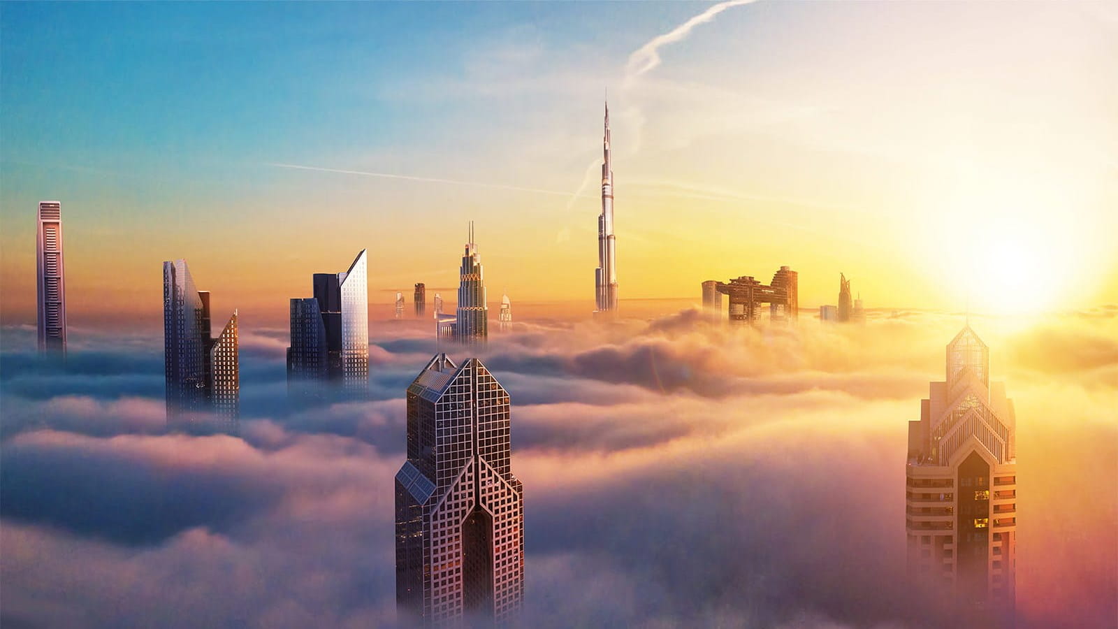 middle east Dubai Burj Khalifa city skyscrapers sunset above clouds ICAEW Corporate Financier