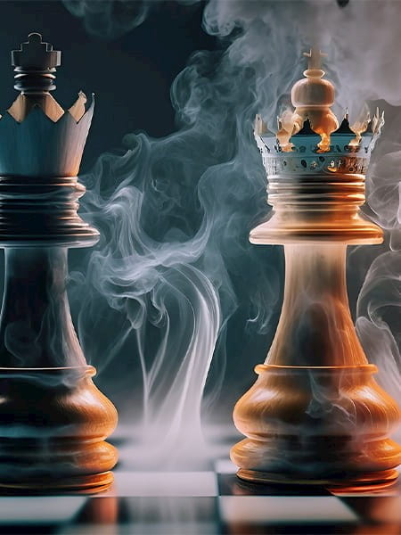 chess pieces king queen smoke smoking board ICAEW Corporate Financier Insider Dealing World Chess IPO