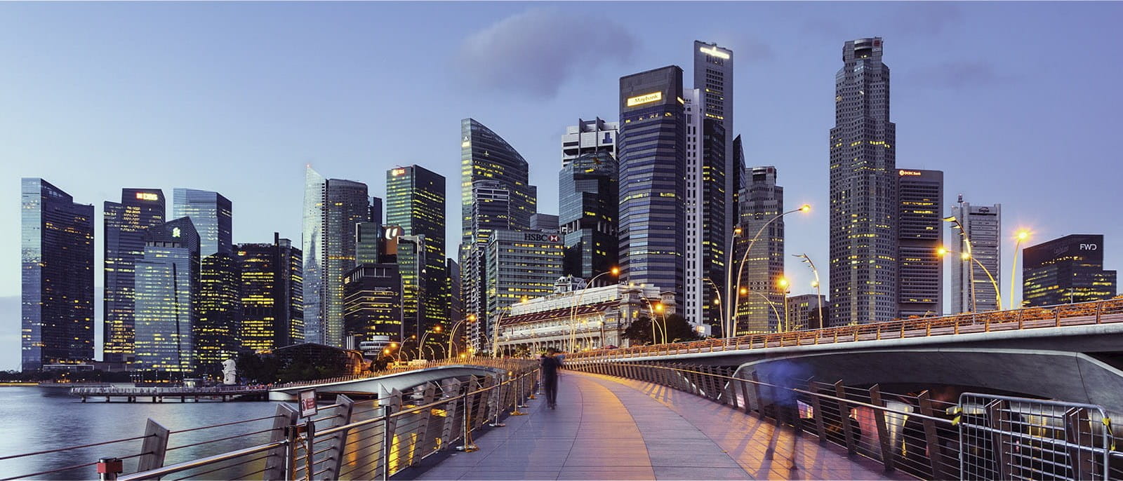 Singapore OMS Group city skyscrapers buildings bridge water skyline infrastructure