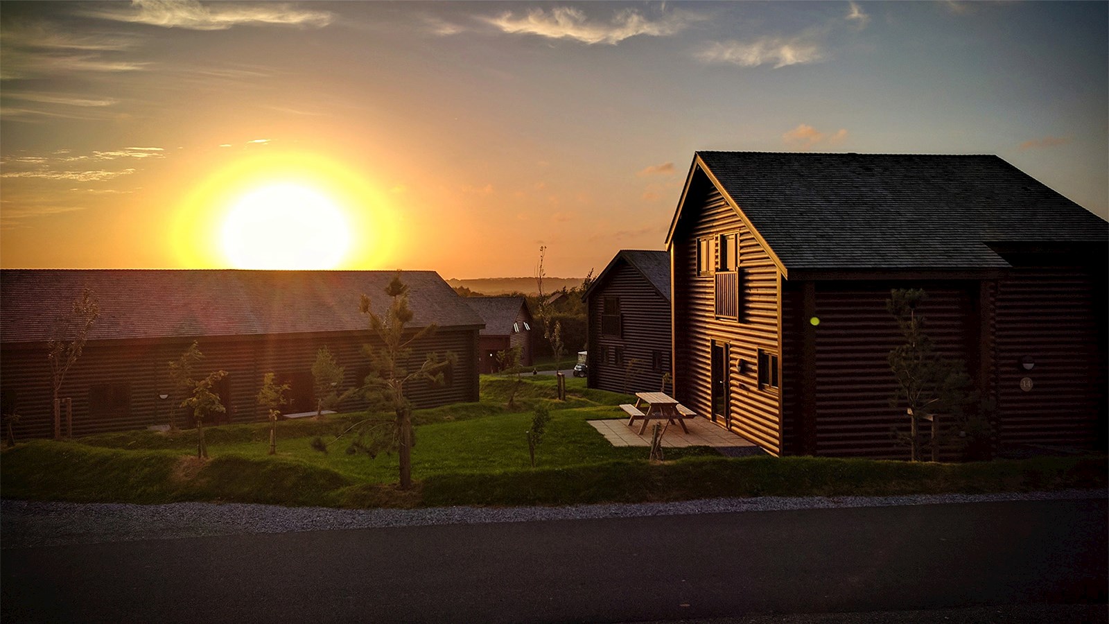 Wales sunset sunrise sky house timber wood cabin