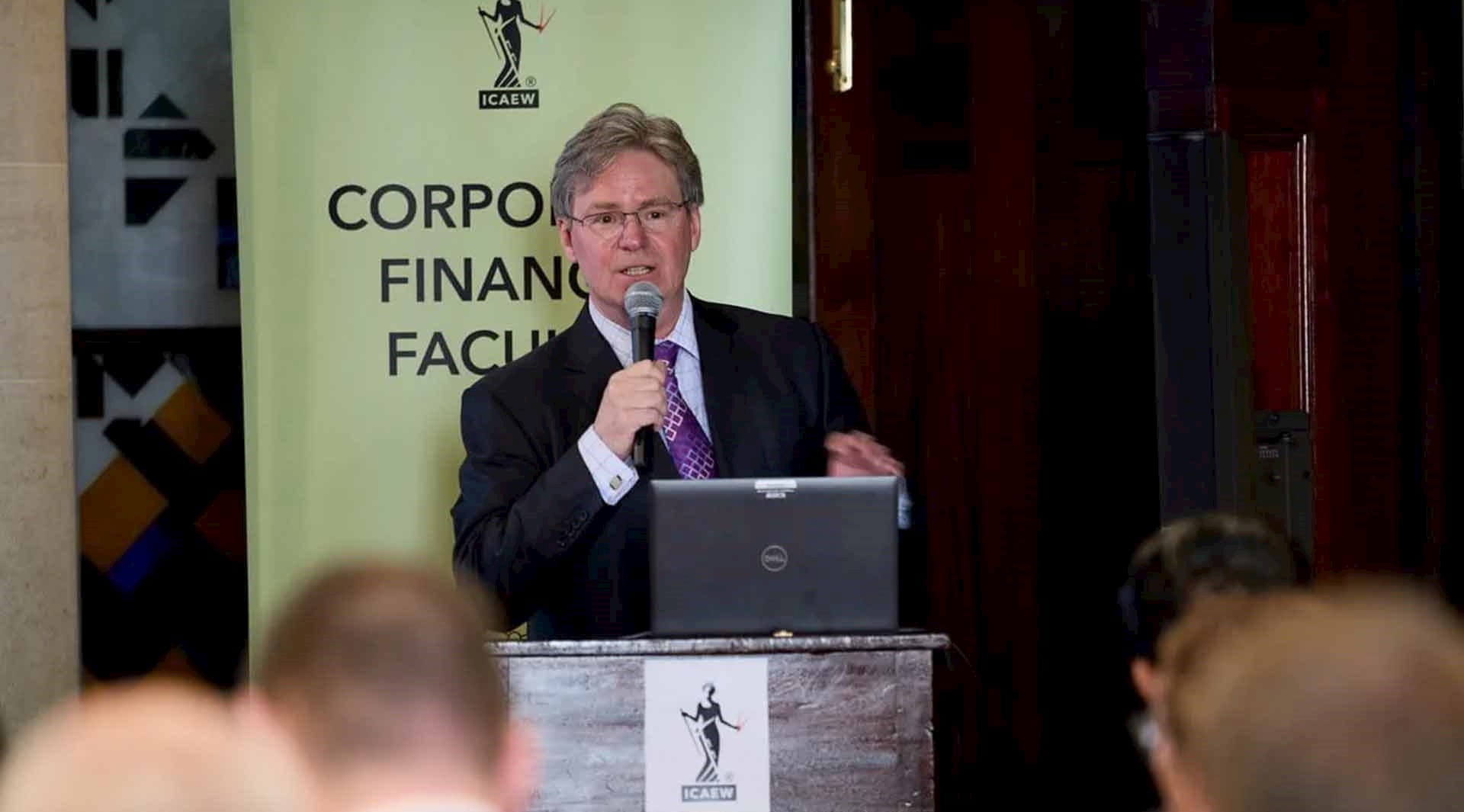 David Petrie, head of corporate finance, speaking at the AGM annual general meeting ICAEW Corporate Finance Faculty Chartered Accountants Hall