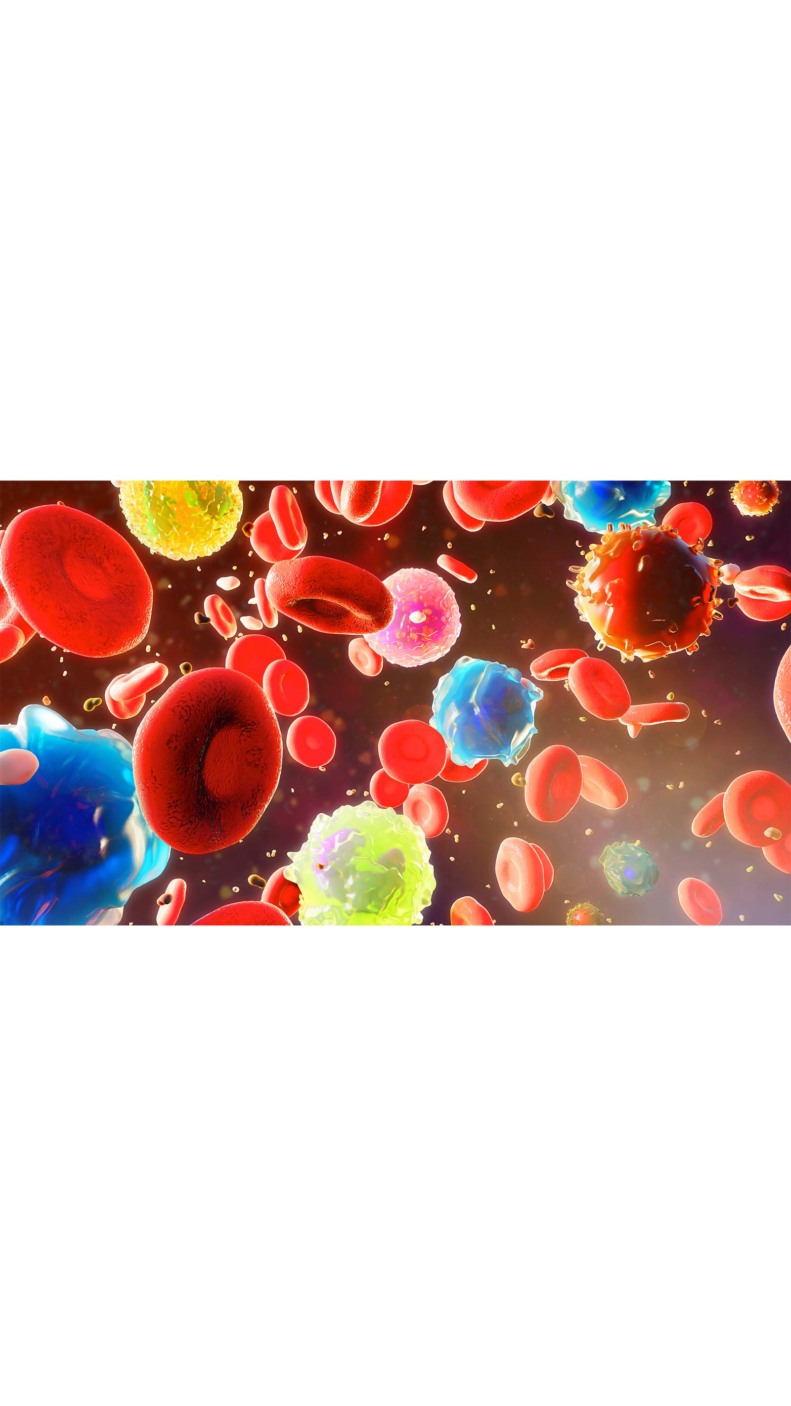 red blood cells magnified floating spinning around