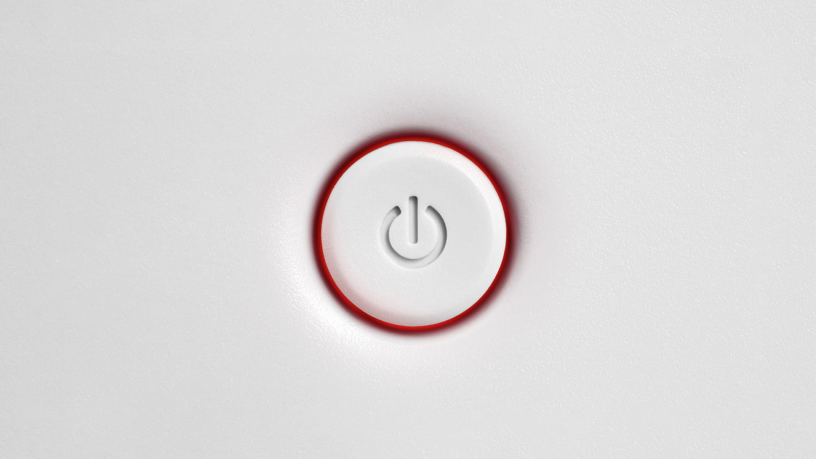white power button with red border light around it
