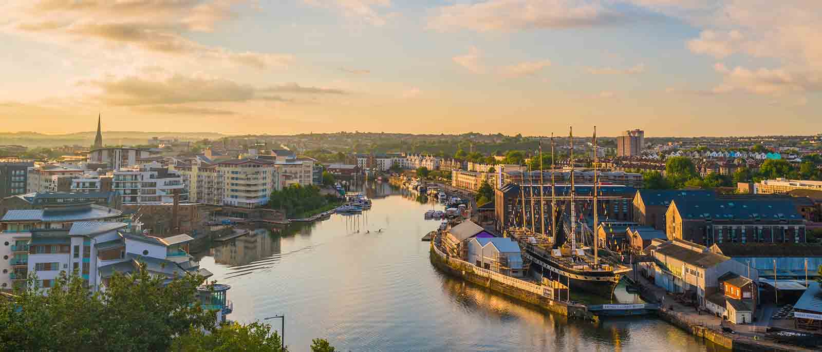 Bristol harbourside river sunset sky UK