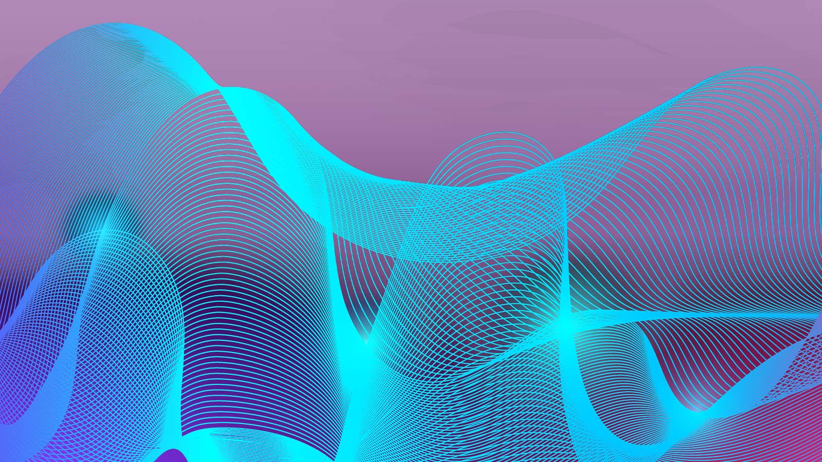 digital illustration of fibre optic waves geometric blue teal pink purple