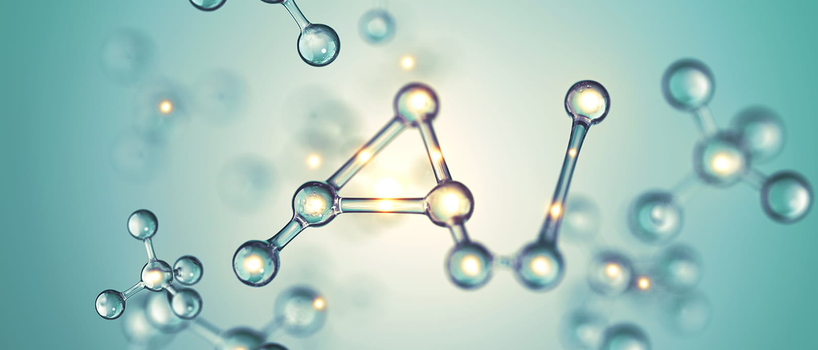 microscopic view of DNA blue teal