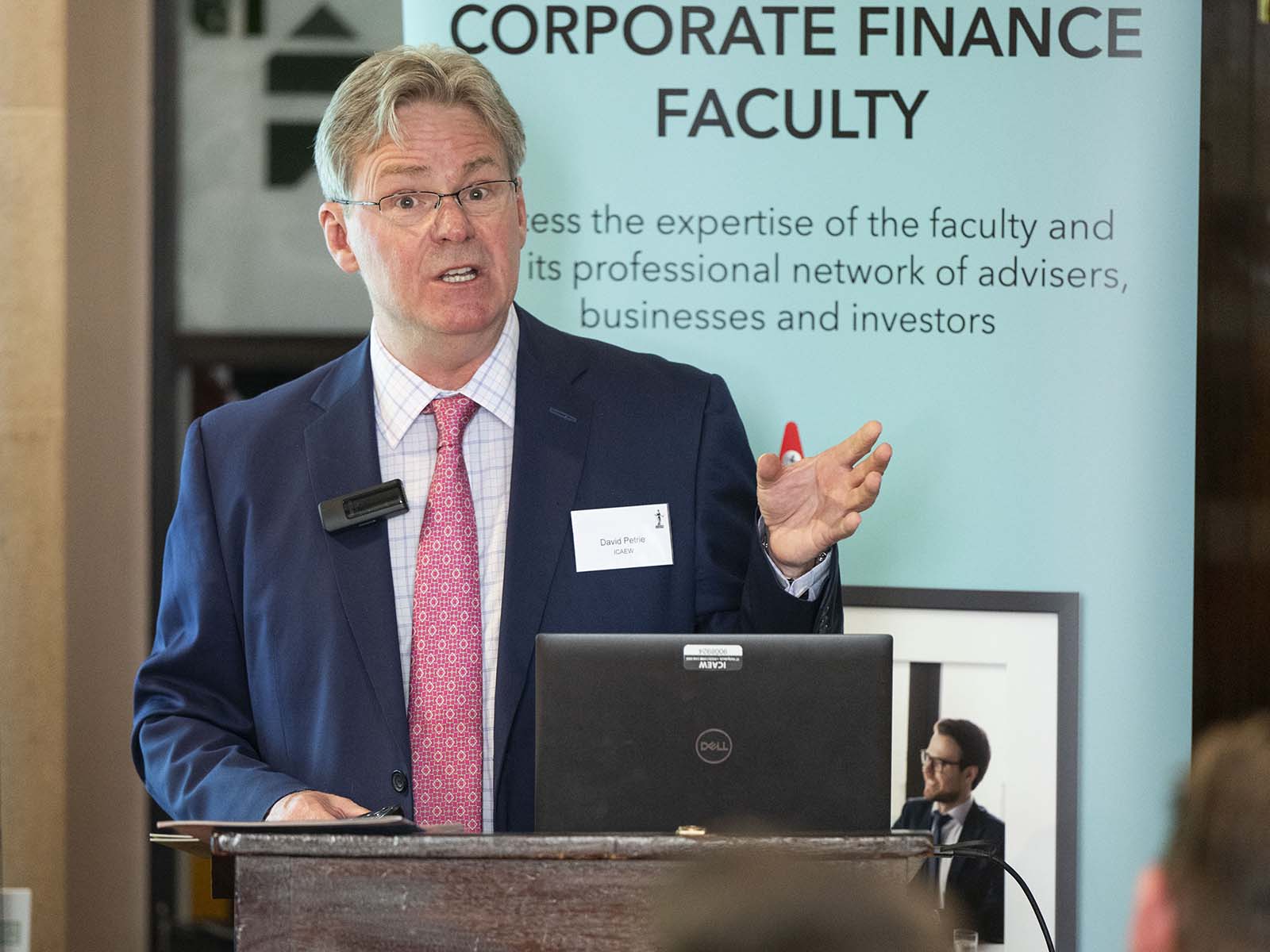 ICAEW's head of corporate finance, David Petrie, speaking at a faculty event